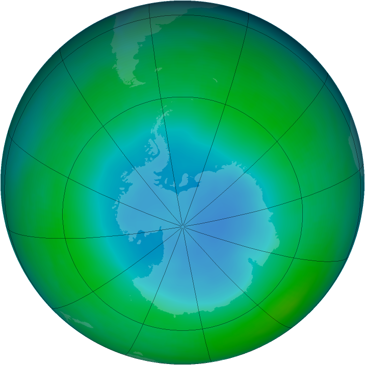 Antarctic ozone map for June 1988